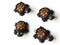 4 Black Turtles with Sun on the Shell Charms Tortoise Links Polymer Clay Turtle Beads